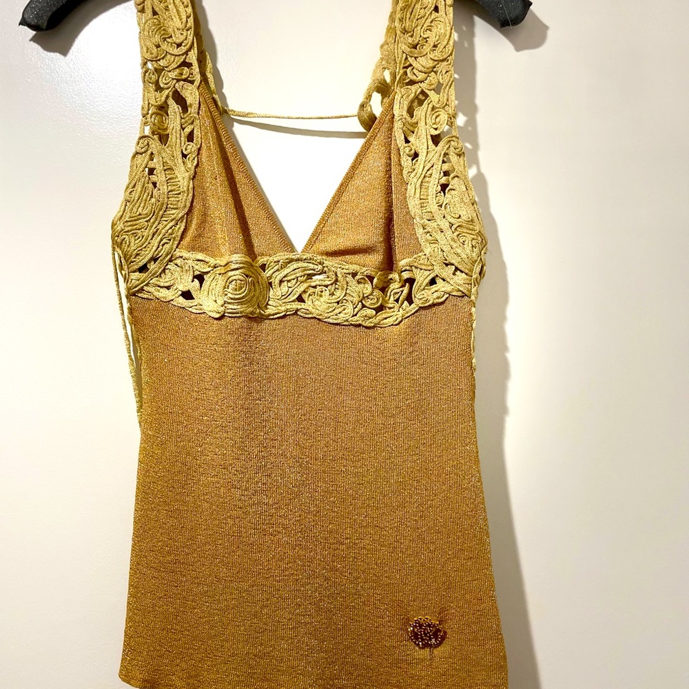 Roberto Cavali Gold shimmering Top.